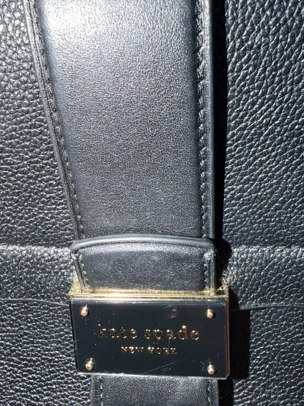 kate spade Black Pebbled Leather Flap Crossbody with Gold-Tone Hardware